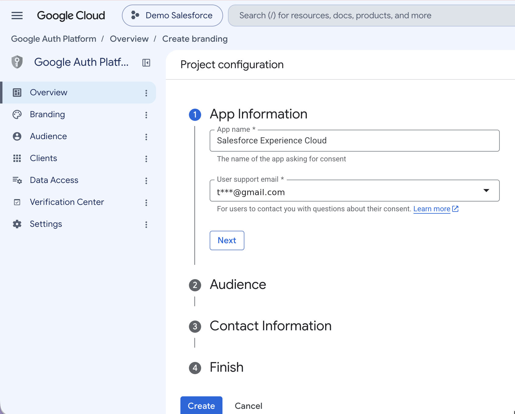 Google Auth Platform branding and consent configuration